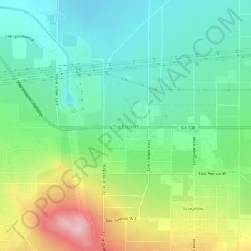 Pearblossom topographic map, elevation, terrain