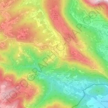 Sočerga topographic map, elevation, terrain
