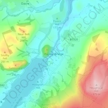 Pooley Bridge topographic map, elevation, terrain