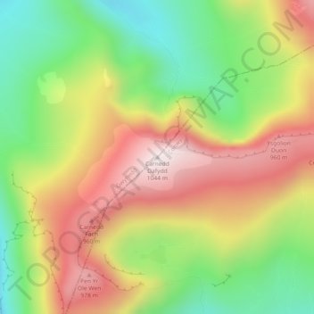 Carnedd Dafydd topographic map, elevation, terrain