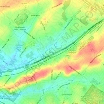 Dresher topographic map, elevation, terrain