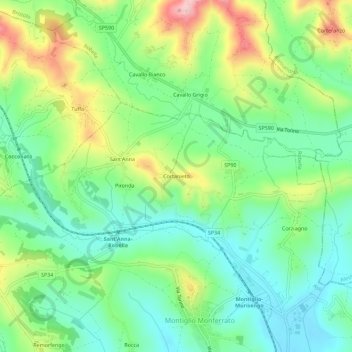 Cortanieto topographic map, elevation, terrain