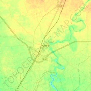 Kathlal topographic map, elevation, terrain
