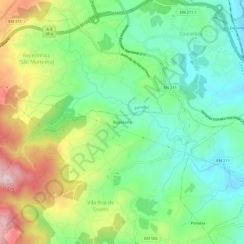Raposeira topographic map, elevation, terrain