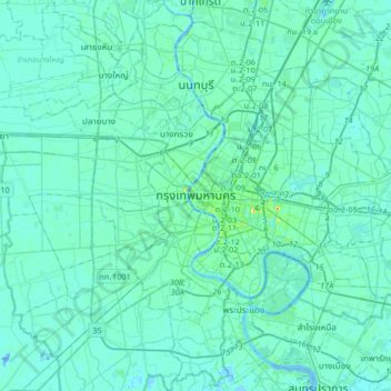 Bangkok topographic map, elevation, terrain