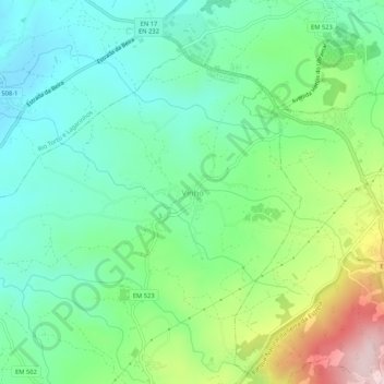 Vinhó topographic map, elevation, terrain