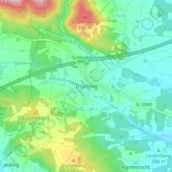Trisching topographic map, elevation, terrain