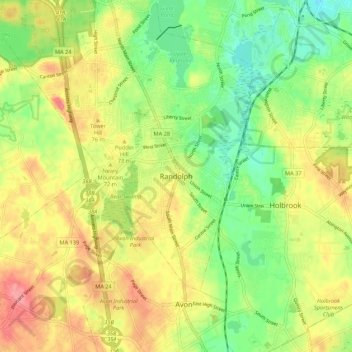 Randolph topographic map, elevation, terrain