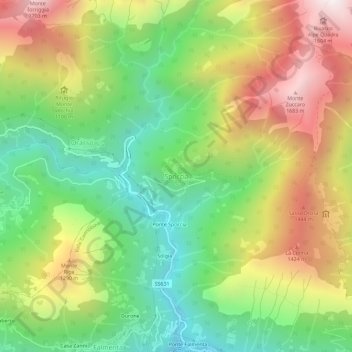 Spoccia topographic map, elevation, terrain
