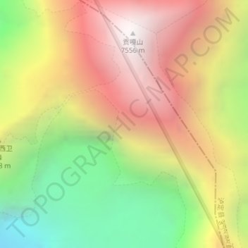 Hengduan Mountains topographic map, elevation, terrain