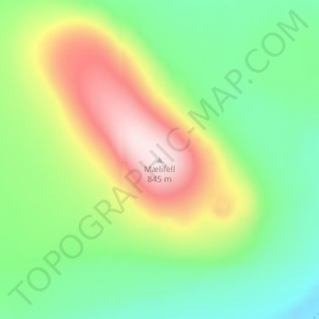 Mælifell topographic map, elevation, terrain