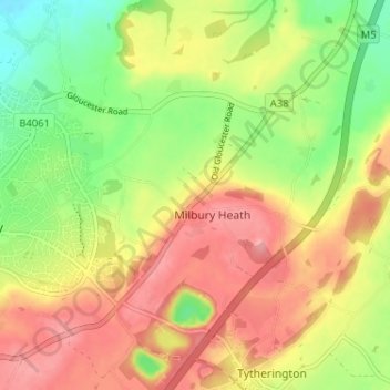 Buckover topographic map, elevation, terrain