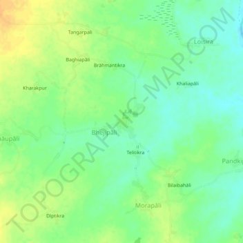 Arjunda topographic map, elevation, terrain