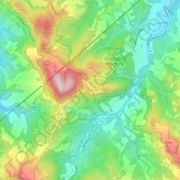 Brento topographic map, elevation, terrain