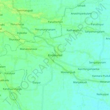 Kodavasal topographic map, elevation, terrain