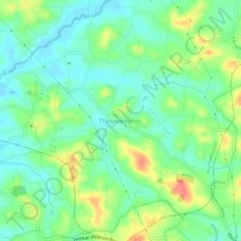 Thiruvaniyoor topographic map, elevation, terrain