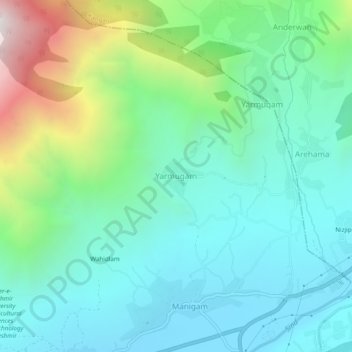 Yarmugam topographic map, elevation, terrain