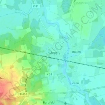 Aukrug topographic map, elevation, terrain