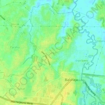 Saga topographic map, elevation, terrain