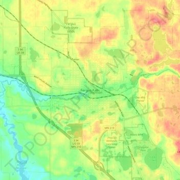 Fergus Falls topographic map, elevation, terrain