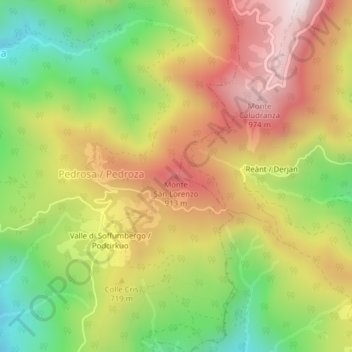 Monte San Lorenzo topographic map, elevation, terrain