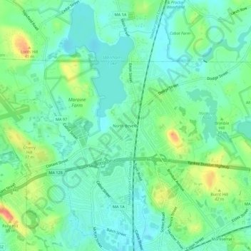 North Beverly topographic map, elevation, terrain