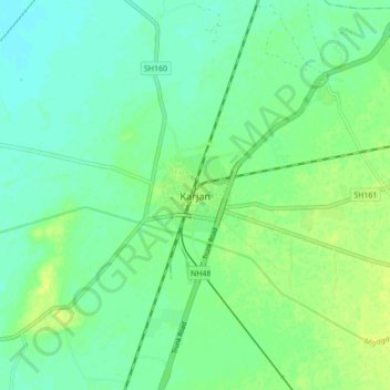 Karjan topographic map, elevation, terrain