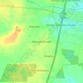Rokszyce Drugie topographic map, elevation, terrain