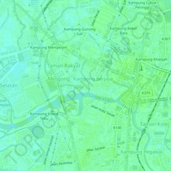 Kampung Seberang Terus topographic map, elevation, terrain