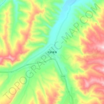 田家寨镇 topographic map, elevation, terrain