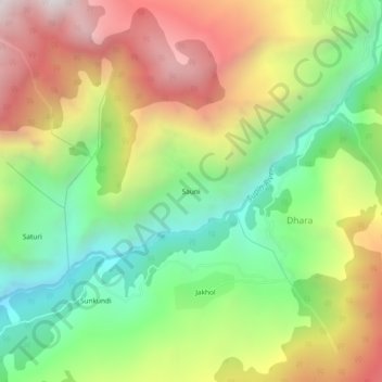 Sauni topographic map, elevation, terrain