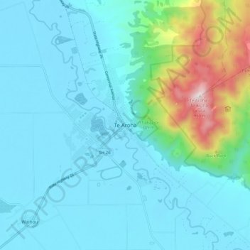 Te Aroha topographic map, elevation, terrain