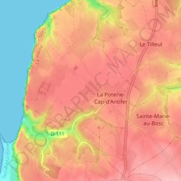 Le Presbytère topographic map, elevation, terrain