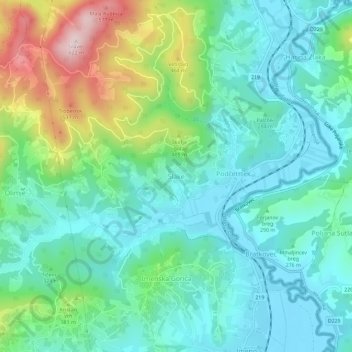 Slake topographic map, elevation, terrain