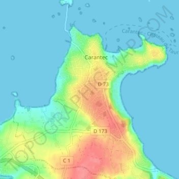 Poullout topographic map, elevation, terrain