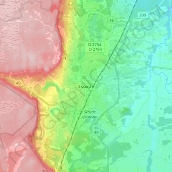 Skövde topographic map, elevation, terrain