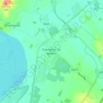 Frampton on Severn topographic map, elevation, terrain