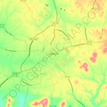 Lebanon topographic map, elevation, terrain