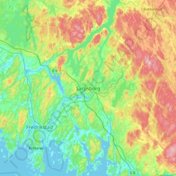 Sarpsborg topographic map, elevation, terrain