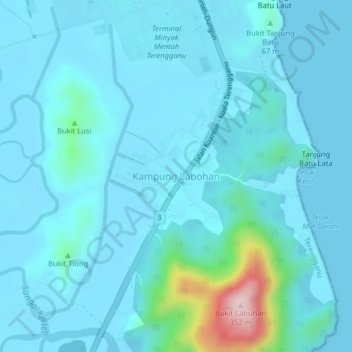 Kampung Labohan topographic map, elevation, terrain