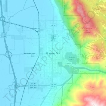 Brigham City topographic map, elevation, terrain