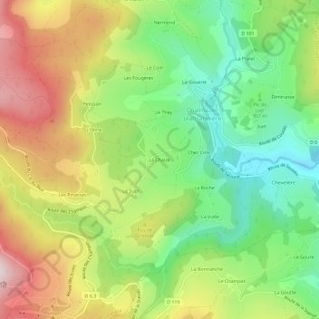 La Chaize topographic map, elevation, terrain