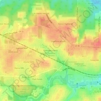 Parkview Estates topographic map, elevation, terrain