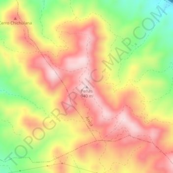 Peñas topographic map, elevation, terrain