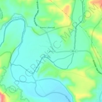 Canoa topographic map, elevation, terrain