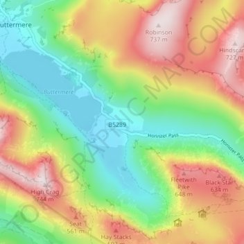 Gatesgarth topographic map, elevation, terrain