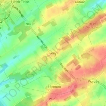 Seny topographic map, elevation, terrain