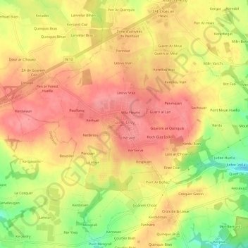 Le Bourg topographic map, elevation, terrain