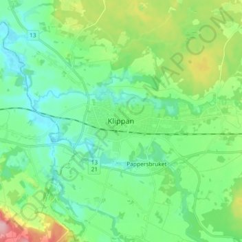 Klippan topographic map, elevation, terrain