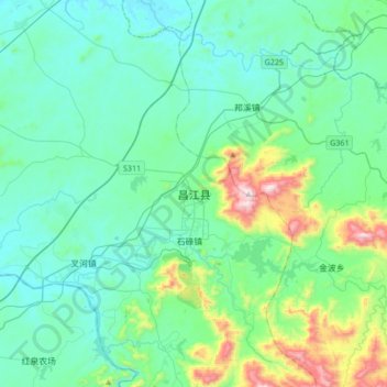 昌江县 topographic map, elevation, terrain